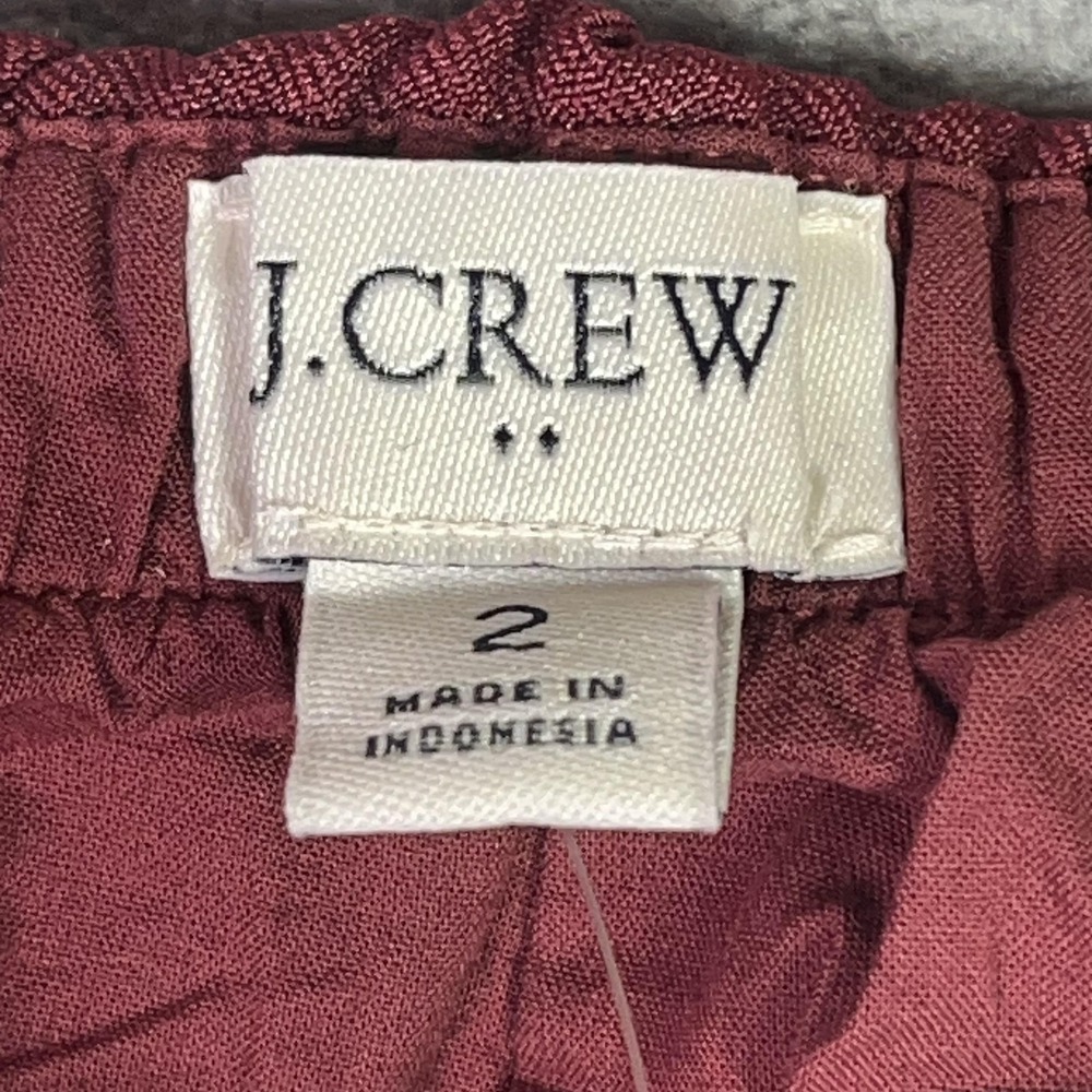 J.Crew Factory Skort Womens 2 Burgundy Stretch Twill Elastic Waist Mini Side Zip - Picture 6 of 12